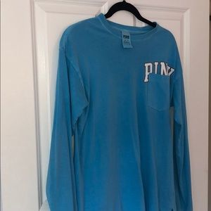 VS Pink: Long Sleeve Light Blue Top